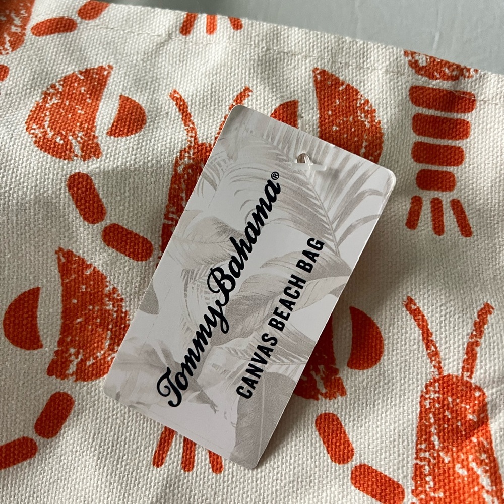 Tommy Bahama Orange Lobster Canvas Beach Bag - Picture 3 of 5